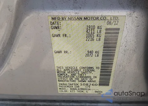 2013 Nissan Altima 2.5 S from USA, damaged, VIN 1N4AL3AP1DC108260